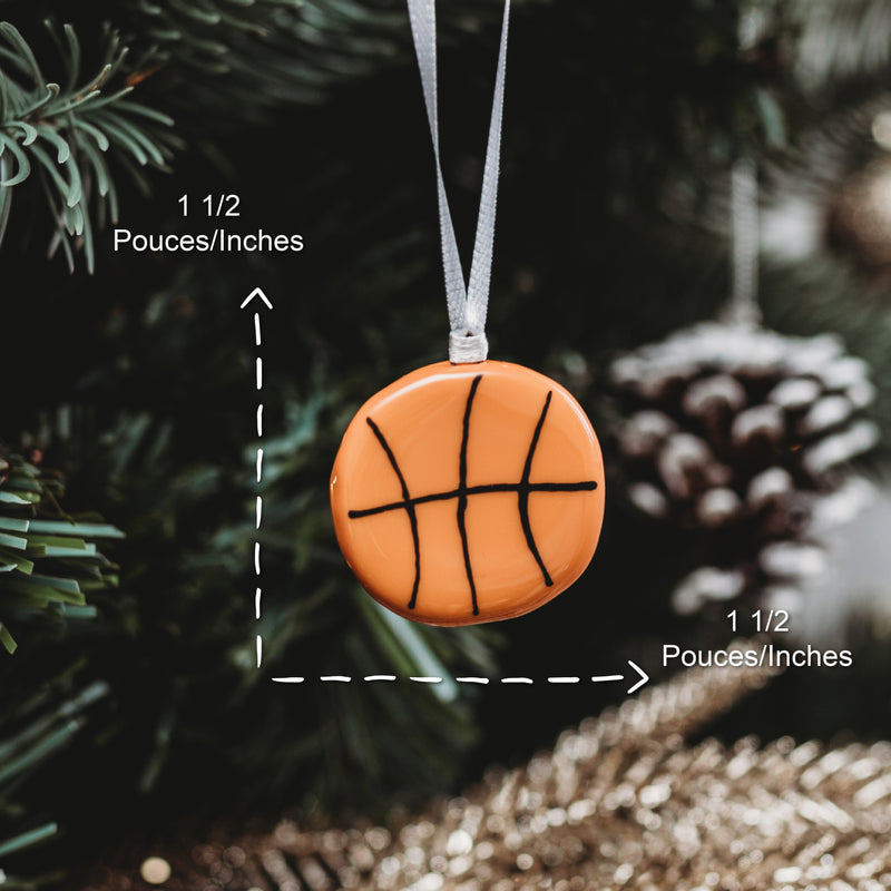 ballon de basketball en verre à suspendre dans le sapin pour noel