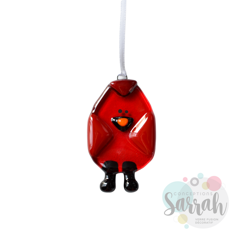 ornement de noel oiseau rouge à suspendre dans le sapin