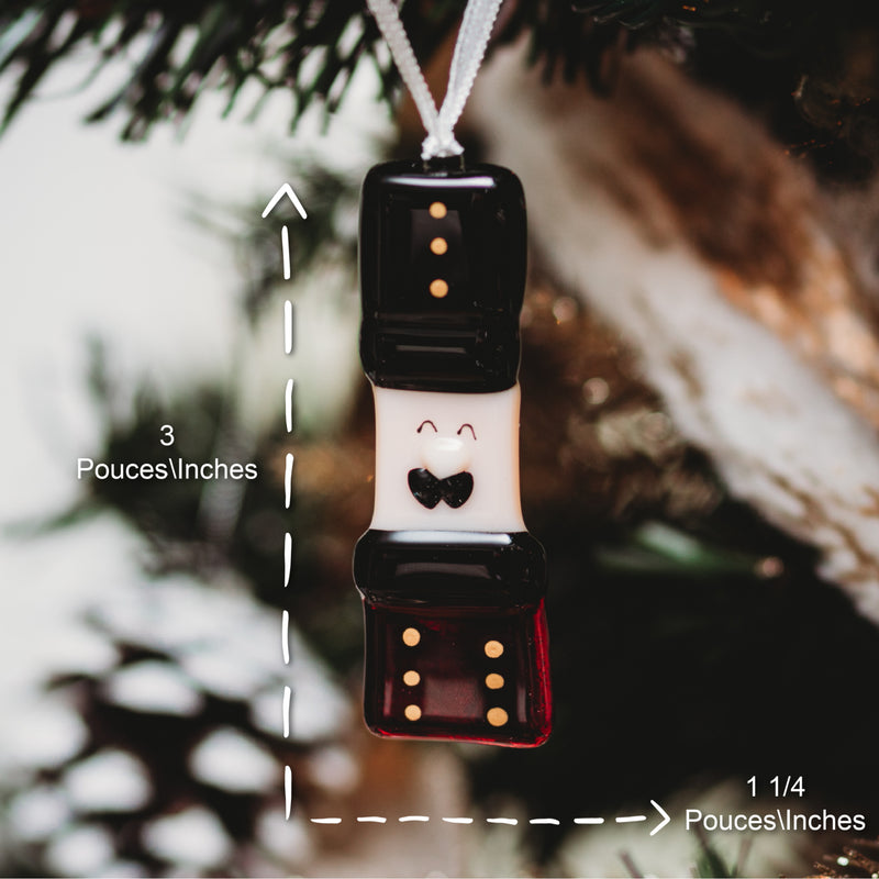 Suspension décorative casse-noisette en verre rouge et noire