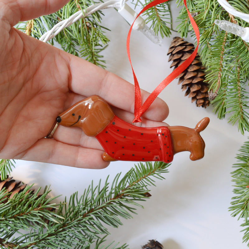 Boule de Noël chien saucisse, Teckel