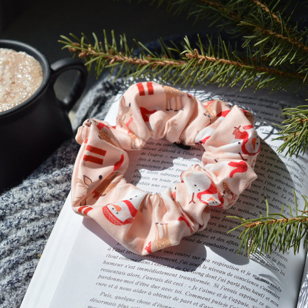 Chouchou pour cheveux père Noël rose