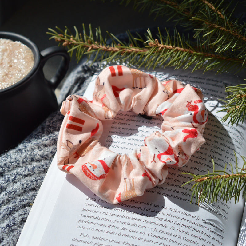 Chouchou pour cheveux père Noël rose