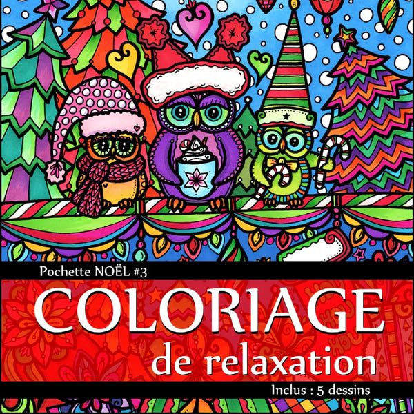 Coloriage hiboux de Noël