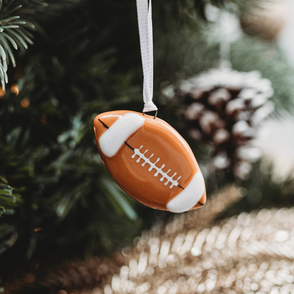 ballon de football en verre pour accrocher dans le sapin