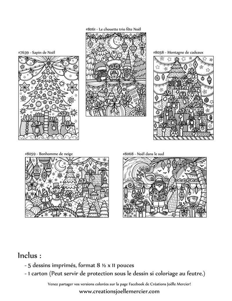 Coloriage hiboux de Noël