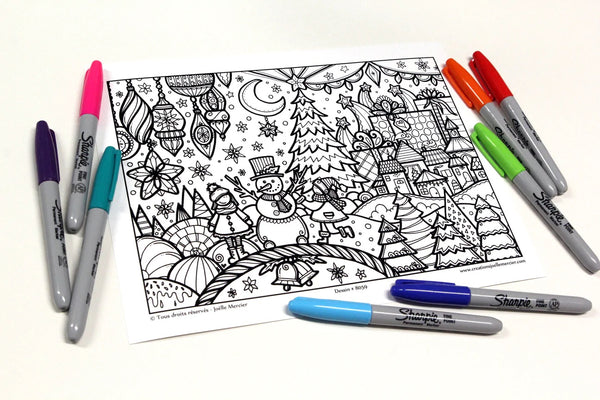 Coloriage hiboux de Noël