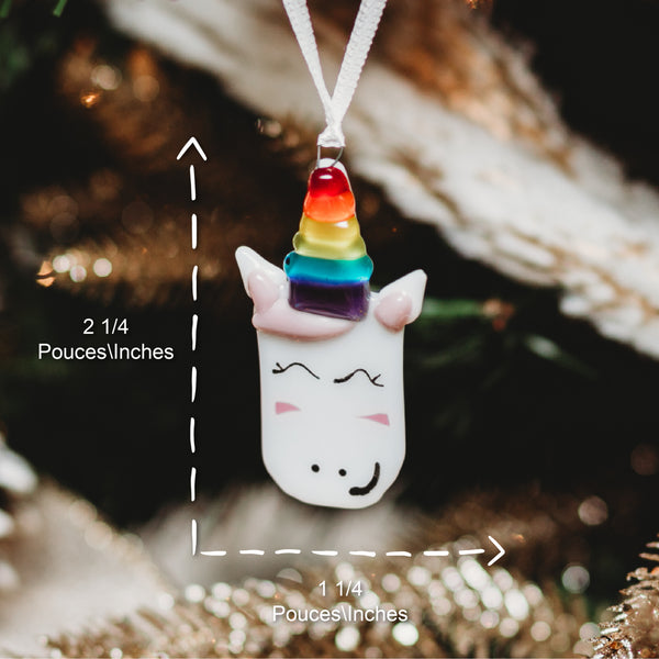 Ornement décoratif en verre licorne arc-en-ciel à suspendre dans le sapin de neol