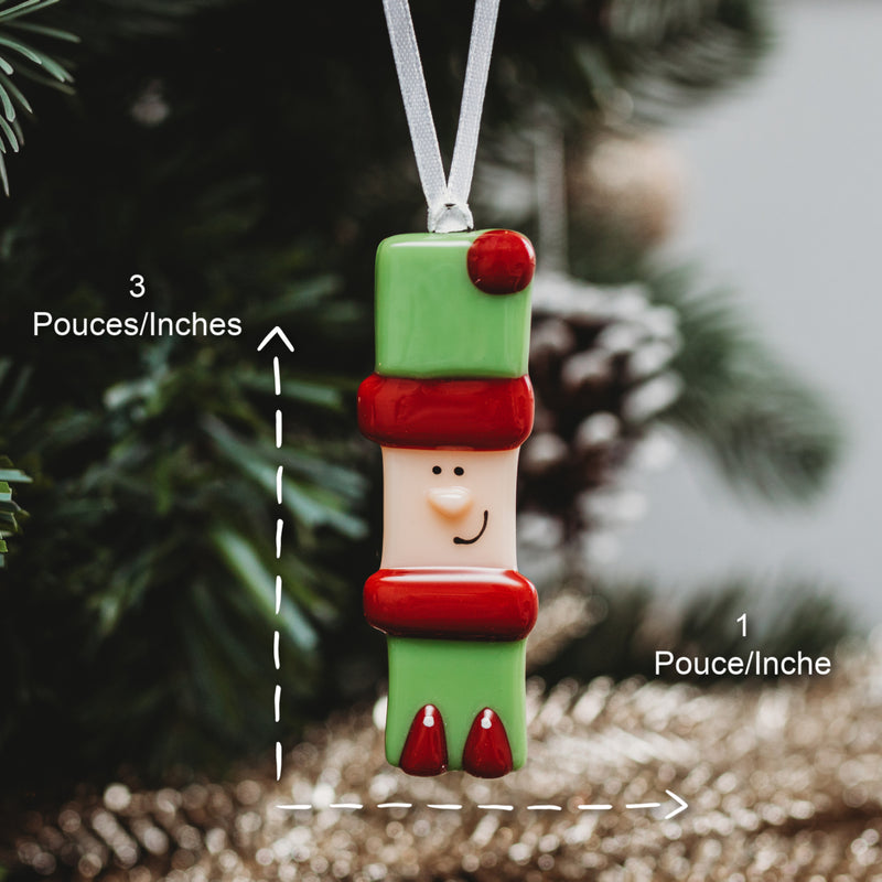 suspension de verre fusionné lutin rouge et vert