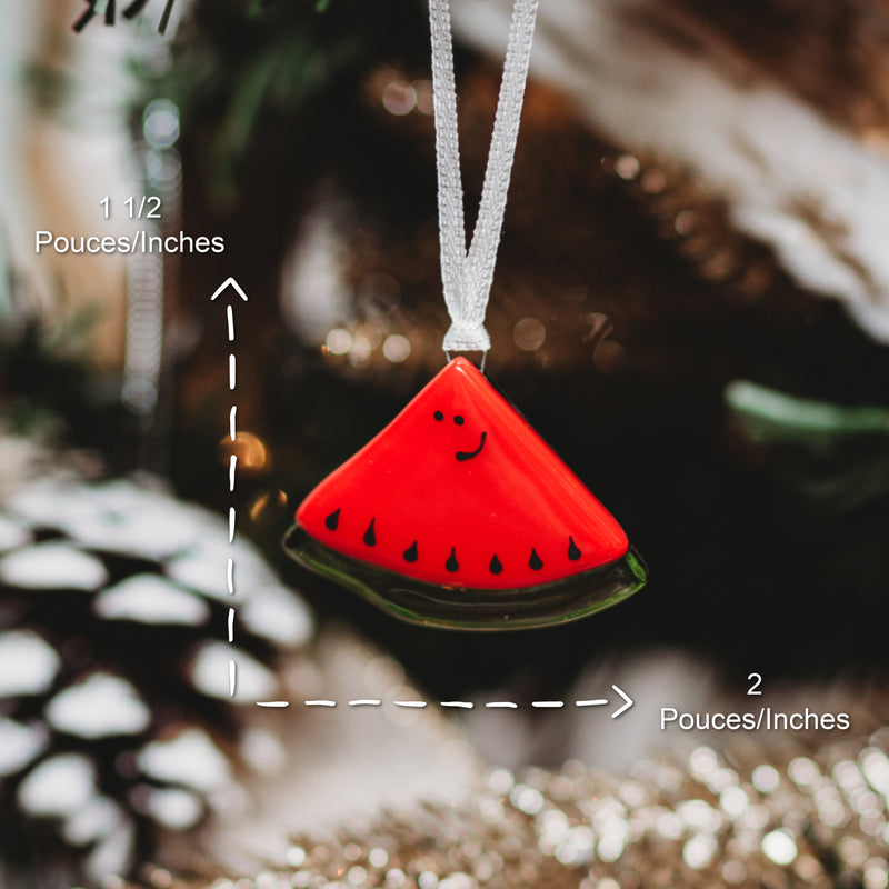 décoraiton boule de noel faite à la main melon d'eau à suspendre dans l'arbre de noel ou  rétroviseur