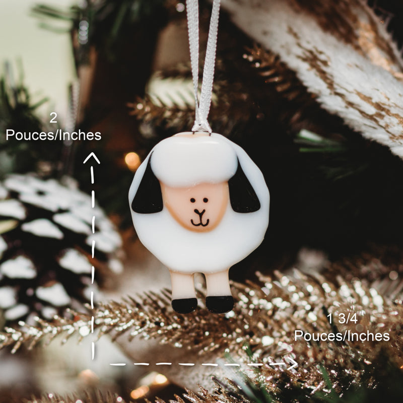 mouton en verre fusionné à suspendre dans le sapin pour noel