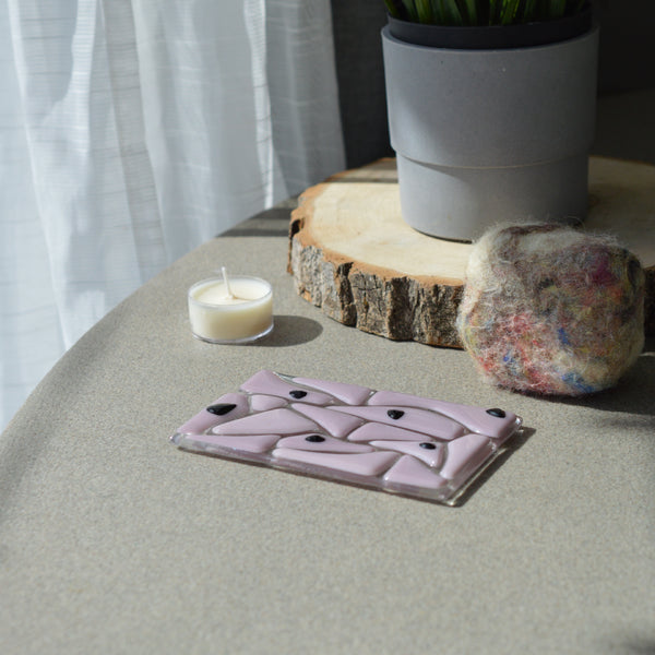 Porte-savon mosaïques rose opaque et noir