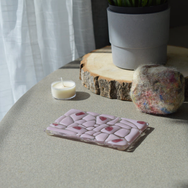 Porte-savon mosaïques rose transparent et opaque