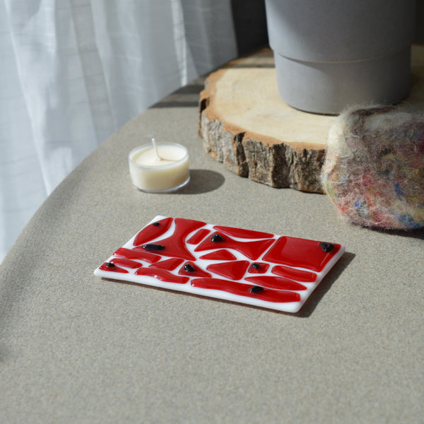 Porte-savon mosaïques rouge opaque