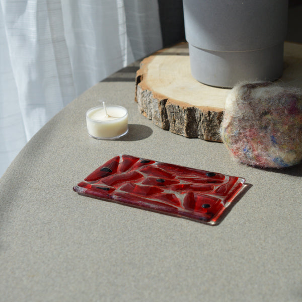 Porte-savon mosaïques rouge transparent