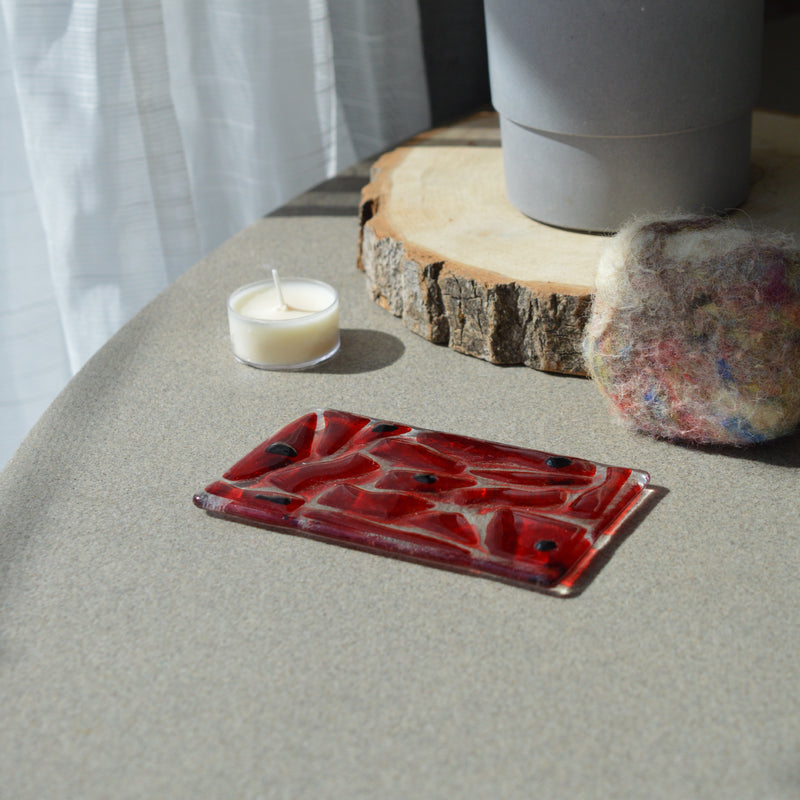 Porte-savon mosaïques rouge transparent