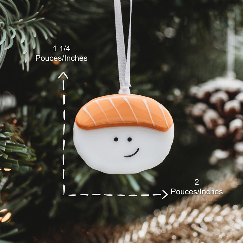 sushi de verre décoratif  alternatif à la boule de noel traditionnelle pour suspendre dans le sapin