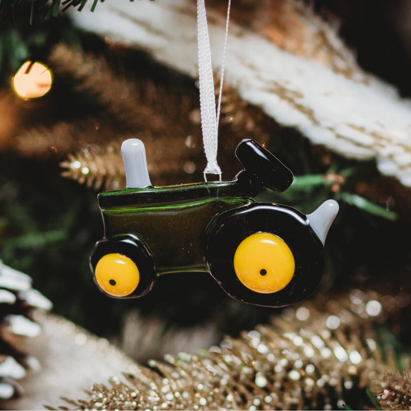 Décoration tracteur au couleur des John Deer à suspendre dans le sapin pour fan de tracteur et de moteur.