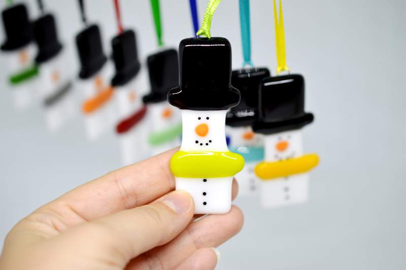 Suspension en verre bonhomme de neige pour arbre de Noel